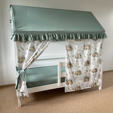 Крыша и шторы для кроватки домика ТД-43