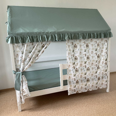 Крыша и шторы для кроватки домика ТД-47